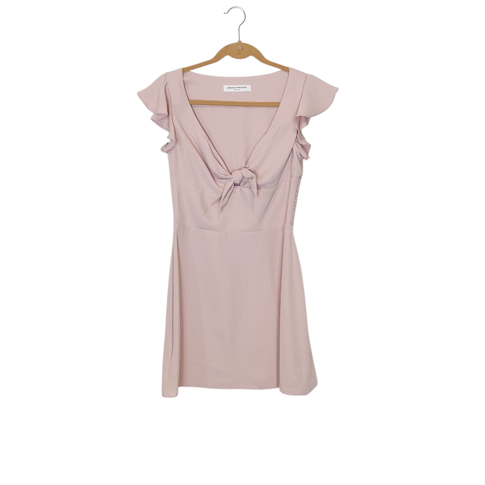 Amanda Uprichard Small Ember Flutter Sleeve Tie Front Knot Skater Flare Dress
